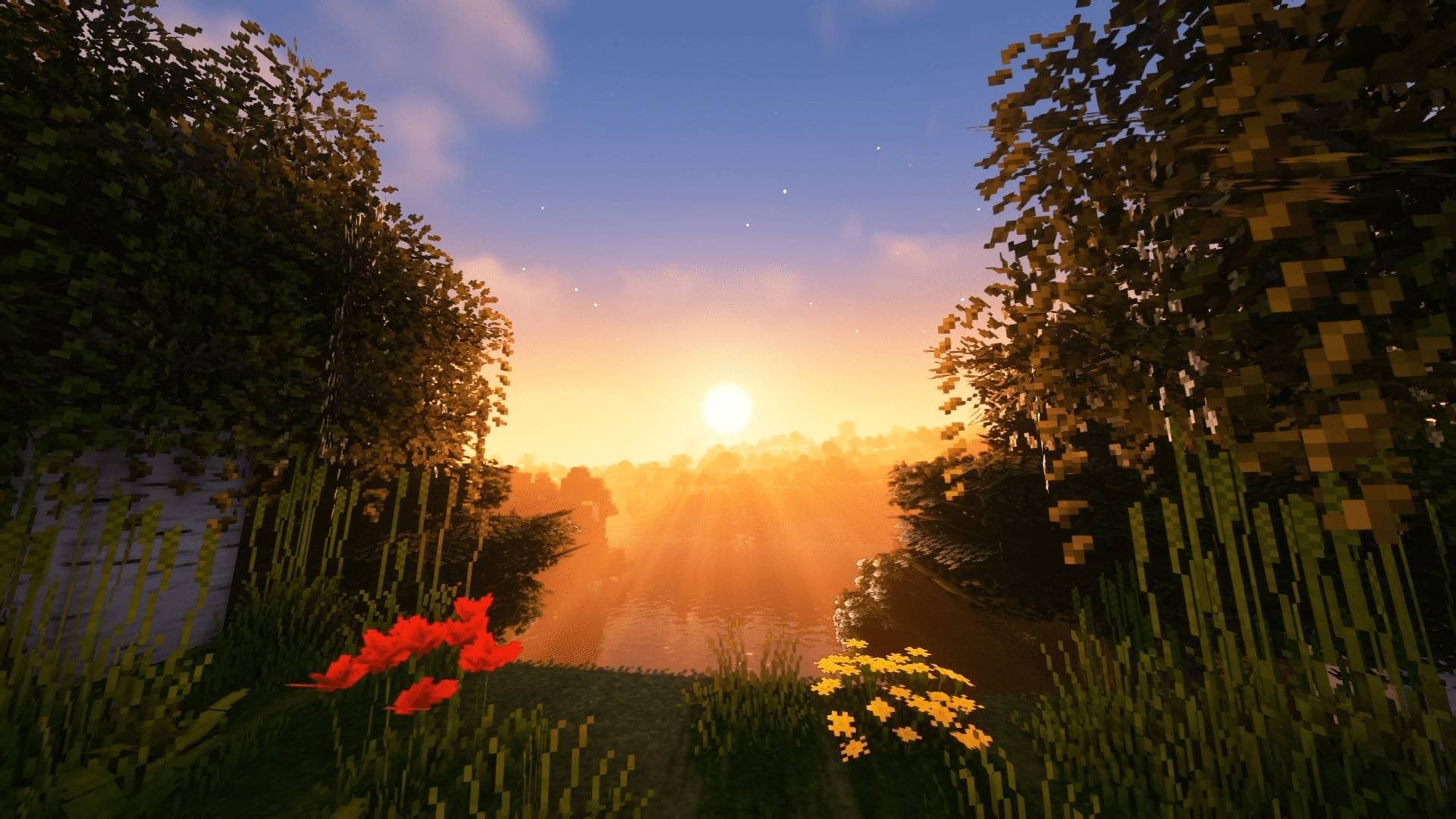 Take the best screenshot of a sunset you can in Minecraft!