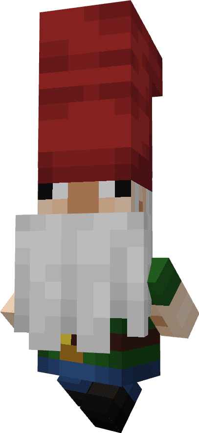 A gnome in a blocky, minecraft style art.