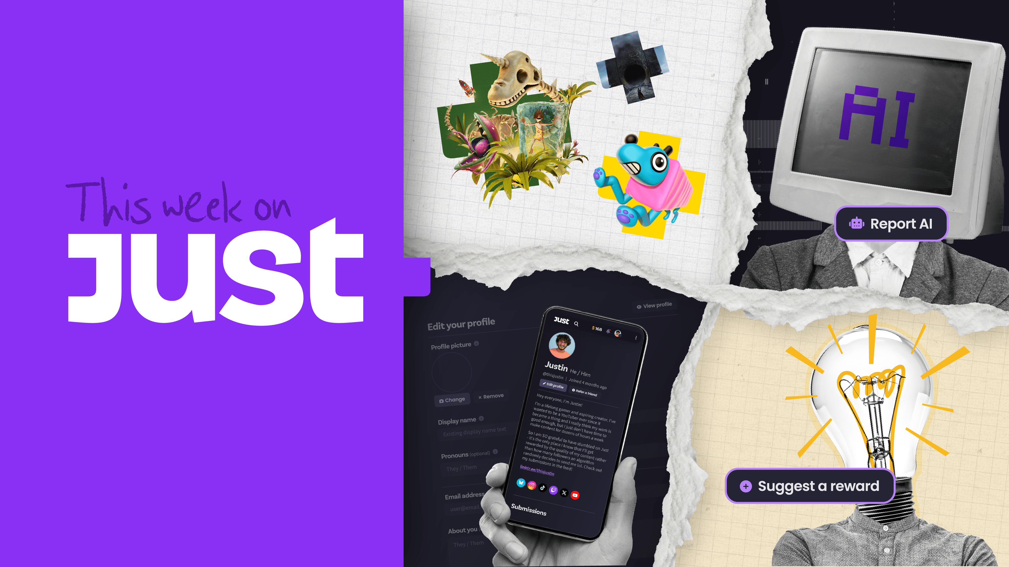 ‘Report AI’ and ‘suggest-a-reward’ buttons - this month at Just