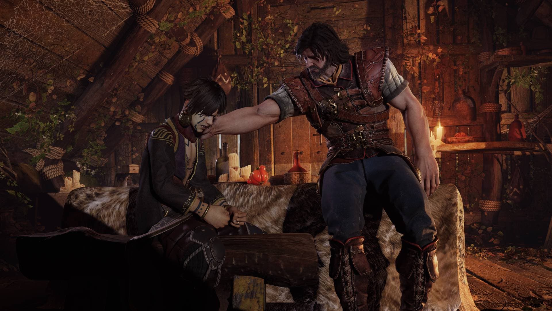 Create some fanart of Aran and Adso from Blades of Fire!