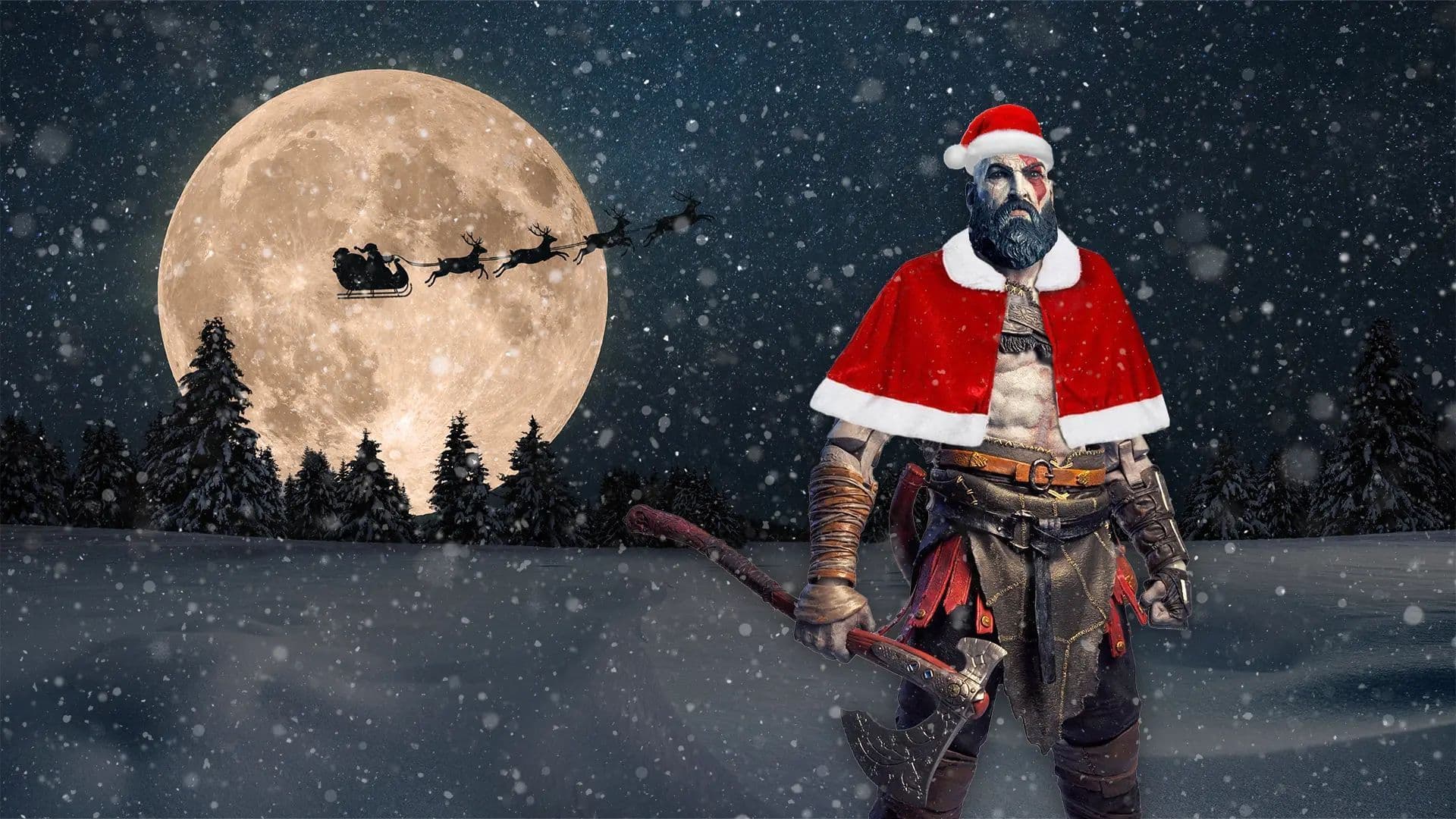 Create a festive-themed photoshop of a gaming character!