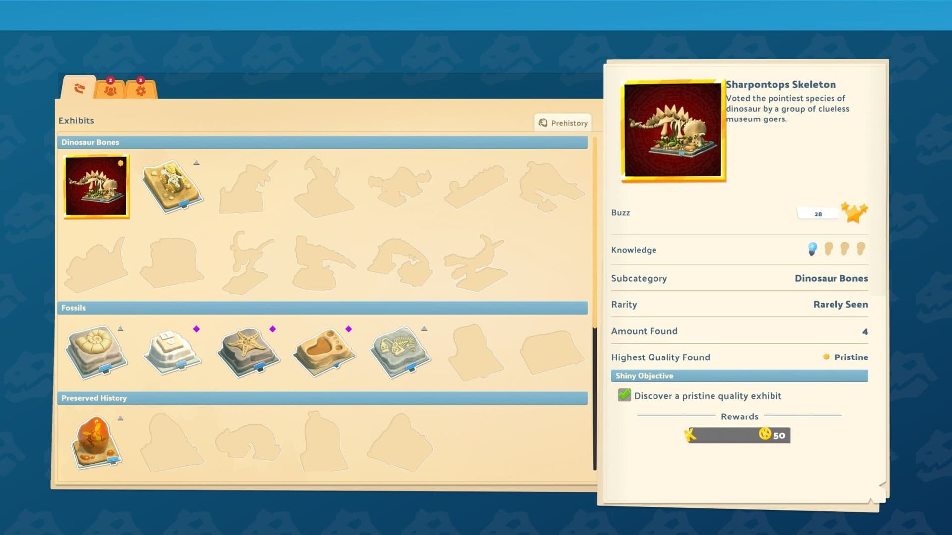 Fill your Two Point Museum sticker book - with shinies!